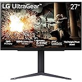 LG 27GS75QX-B 27-inch Ultragear QHD (2560x1440) Gaming Monitor, 180Hz (O/C 200Hz), 1ms, IPS, NVIDIA G-SYNC Compatible, AMD FreeSync, HDR10, Tilt/Height/Pivot Stand, HDMI, DisplayPort, Black