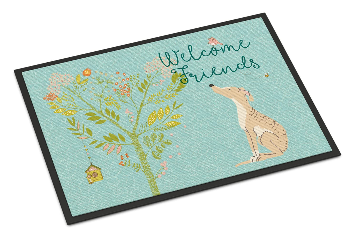 Caroline's Treasures Welcome Friends Brindle Greyhound Doormat, Felt, Multi Color, 24 x 36