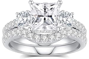 PCMACIYN Moissanite Wedding Ring Sets D Color VVS1 Moissanite Ring Sets,Moissanite Engagement Ring 18K White Gold Plated 925 Sterling Silver Moissanite Ring