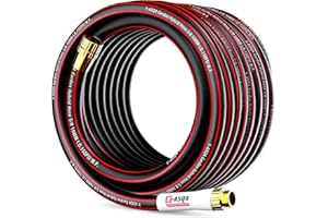 YASQA Heavy Duty Garden Hose 100 ft 5/8 Inch, Contractor's Leak Proof Durable No Kink Easy Coil Flexible Hose Black & Water H