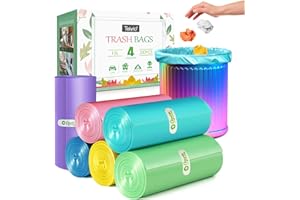 TEIVIO 4 Gallon 330pcs Strong Trash Bags Colorful Clear Garbage Bags, Bathroom Trash Can Bin Liners, Small Plastic Bags for home office kitchen, fit 12-15 Liter, 3,3.5,4.5 Gal,Multicolor