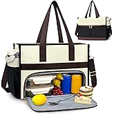 PASMAN Insulated Lunch Bag for Women, 15.6" Laptop Tote with Leakproof Cooler Compartment for Nurse Teacher Work Office and Outdoor