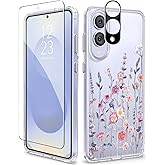 GVIEWIN Compatible with Samsung Galaxy S25 Edge Case, Clear Floral Slim Shockproof Protective Women Phone Case, Non-Yellowing, with Screen Protector & Camera Lens Protector 6.7", Floratopia/Colorful