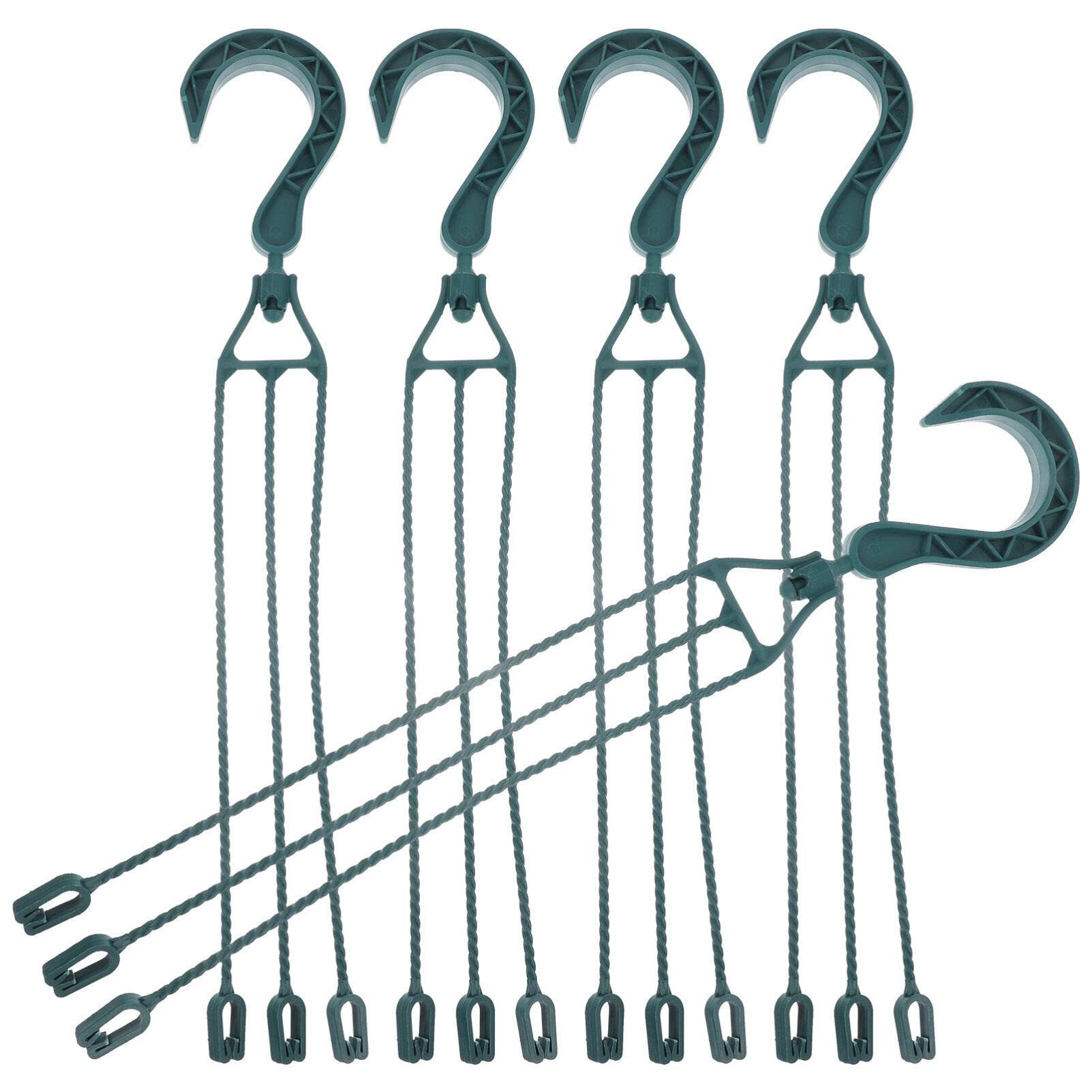 Yardwe 5PCS Plastic Hanging Chains for Planters, 360° Rotatable Hanging Basket Hooks Planter Holder Flower Plant Pot Hangers for Small Flower Pots, Bird Feeders (Green)