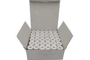 DOUBLELIN 144pcs Prewound Bobbins Size A for Domestic Sewing/Embroidery Machines, Compatible with Brother Machines, Plastic Sided, Size A, Class 15, 15J, SA156, White, 100% Polyester, 60S/2 100 Yards