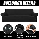 HEYOMART High Stretch Sofa Cover Jacquard Knitted Thick 4 Seater Black view 5