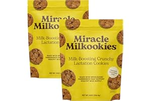 Miracle Mama Milkookies- Lactation Cookies – Oatmeal Chocolate Chip– Support Milk Supply with Oats, Flaxseed & Brewer’s Yeast – Delicious, Nourishing Treat for Moms Pack of 2, 8 oz Bags
