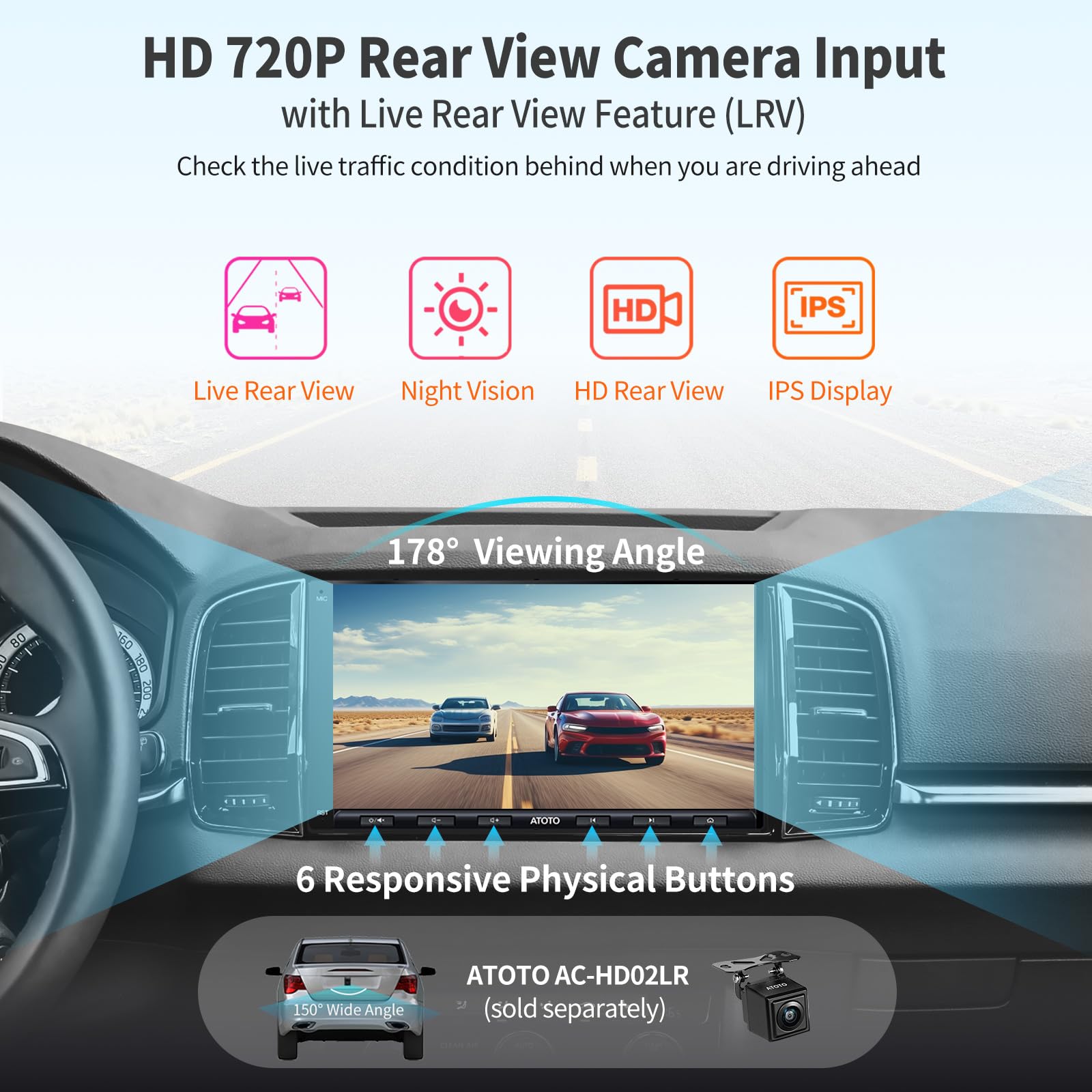 ATOTO A6PF Android Double-DIN Car Stereo, Wireless CarPlay, Wireless Android Auto, Mirrorlink, 7
