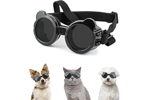 Namsan Dog Goggles Small Breeds, UV Protection Dog Glasses for XSmall to Small Dogs, Chihuahua Sunglases Windproof Dustproof Driving Eye Protection, Adjustable, Panda Black
