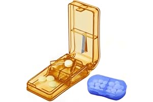 FANSTINOW Pill Cutter for Small Pills, The Best Pill Splitter Multiple Size, Design in USA, Pill Splitter for Large Pills Adjustable, Cut Tablet in 1/2, 1/4, Safety Shield Pill Slicer (Brown) with Pill Case