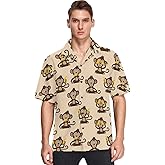 visesunny Stylish Men's Hawaiian Print Button Down Short Sleeve Shirt Funny Tropical Floral Casual Beach Shirts Gift