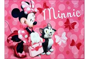 Gertmenian Disney Licensed Indoor Kids Area Rug - 5x7 Standard, Nonslip, Ideal for ‎Living Room, Bedroom, Game Room, Classroom, or Playroom - Retro Minnie Mouse & Figaro Cat, 21775