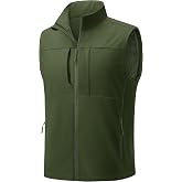 TACVASEN Men's Softshell Sleeveless Vest Windproof Golf Hiking Jacket | Breathable Lightweight Polyester, Waterproof, Warm Fleece Lined, Multi Pockets, Ideal for Outdoor, Running, Daily Wear