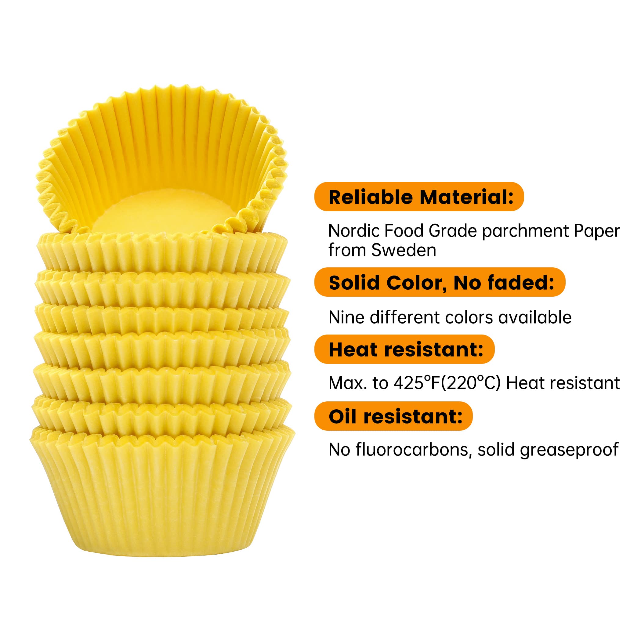 Bake Choice 400pcs Yellow Mini cupcake liners for baking, parchment