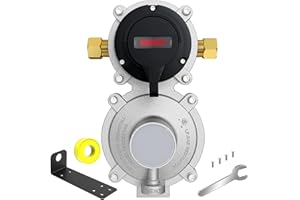 MEFUN Upgrade RV Propane 2-Stage Auto Changeover LP Propane Gas Regulator with Valve Support Features Auto Switch Over from Empty to Full Propane Tank Dual Propane Tank Regulator for RV Vans Trailers Camper