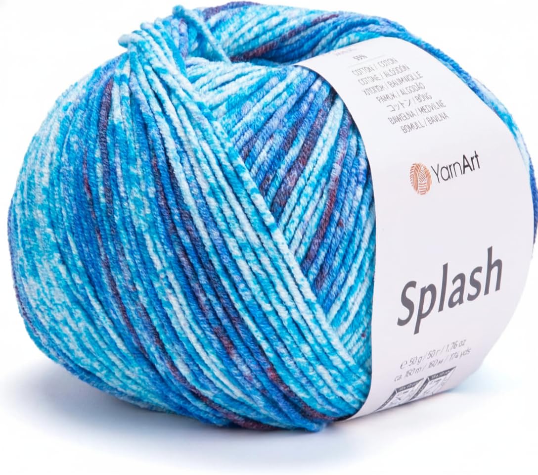 YarnArt Splash Variegated Sport Yarn - 55% Cotton 45% Acrylic 1 Skein/Ball 50g 174yds Soft Cotton Yarn for Amigurumi