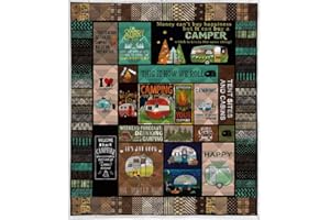 LIVIN' ILLUSION Camping1 Quilt Pattern Blanket Quilted Christmas Birthday Customized Little Kids Graduation Gifts All Season Warm Quilt Blanket for Bed Sofa (Queen 80"×90"(200cm×230cm))