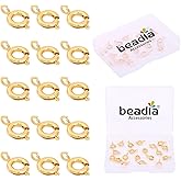 BEADIA 18K Gold Plated Spring Clasps Non Tarnish 6mm 20pcs for Jewelry Making Findings