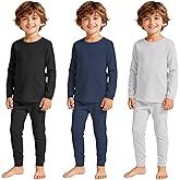 American Trends 3 Set Thermal Underwear for Unisex Kids - Toddler Base Layer Winter Long Johns for Boys Girls