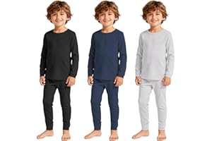 American Trends 3 Set Thermal Underwear for Unisex Kids - Toddler Base Layer Winter Long Johns for Boys Girls