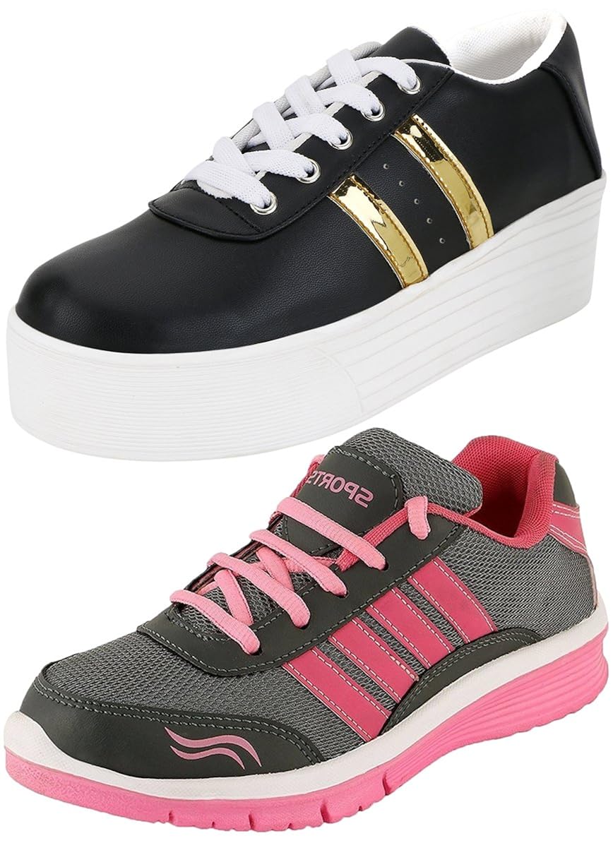 ethics women's combo pack of 2 black sports & running shoes