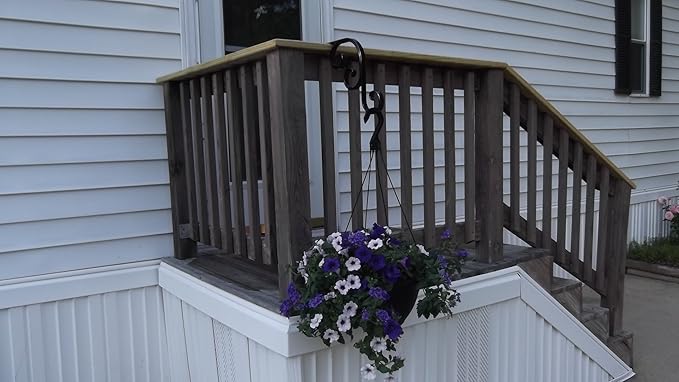 Deck Rail Mounted Iron Plant Hanger Bird Feeder Bug Light Lantern