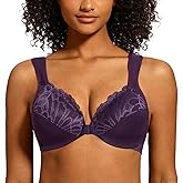 MELENECA Front Closure Bras for Women Plus Size Underwire Unlined Lace Cup Cushion Strap