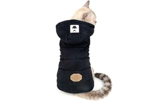 SELMAI Fleece Dog Hoodie Winter Coat for Small Boy Dog Cat Puppy Cotton Hooded Jacket Chihuahua Clothes Girl Boy Yorkie Pet Walking Outdoor Black S