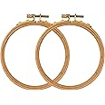2 Pack 4'' Embroidery Hoop, Guofa 10CM Beech Wood Cross Stitch Hoops, Hanging Embroidery Frame Hoop for Decoration