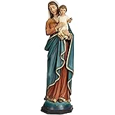 BC Catholic Madonna and Infant Jesus Statue,15" H Virgin Mary Holy Mother Indoor Inspirational Home Décor, Religious Gift for Mother's Day, Renaissance Sculpture Handmade by Buildclassic