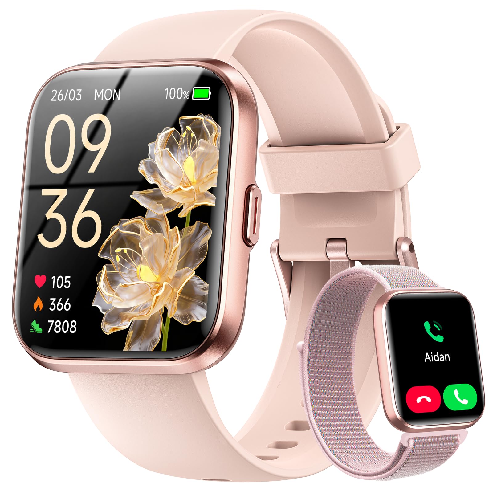 Smart Watches for Women, 1.83" Aleax Bulit-in Smart Watch for Android Phones & iPhones with Calls/Messages/Reminders, 120 Sport Modes Fitness Tracker Watch for Women with Heart Rate/Sleep/SpO2 Monitor