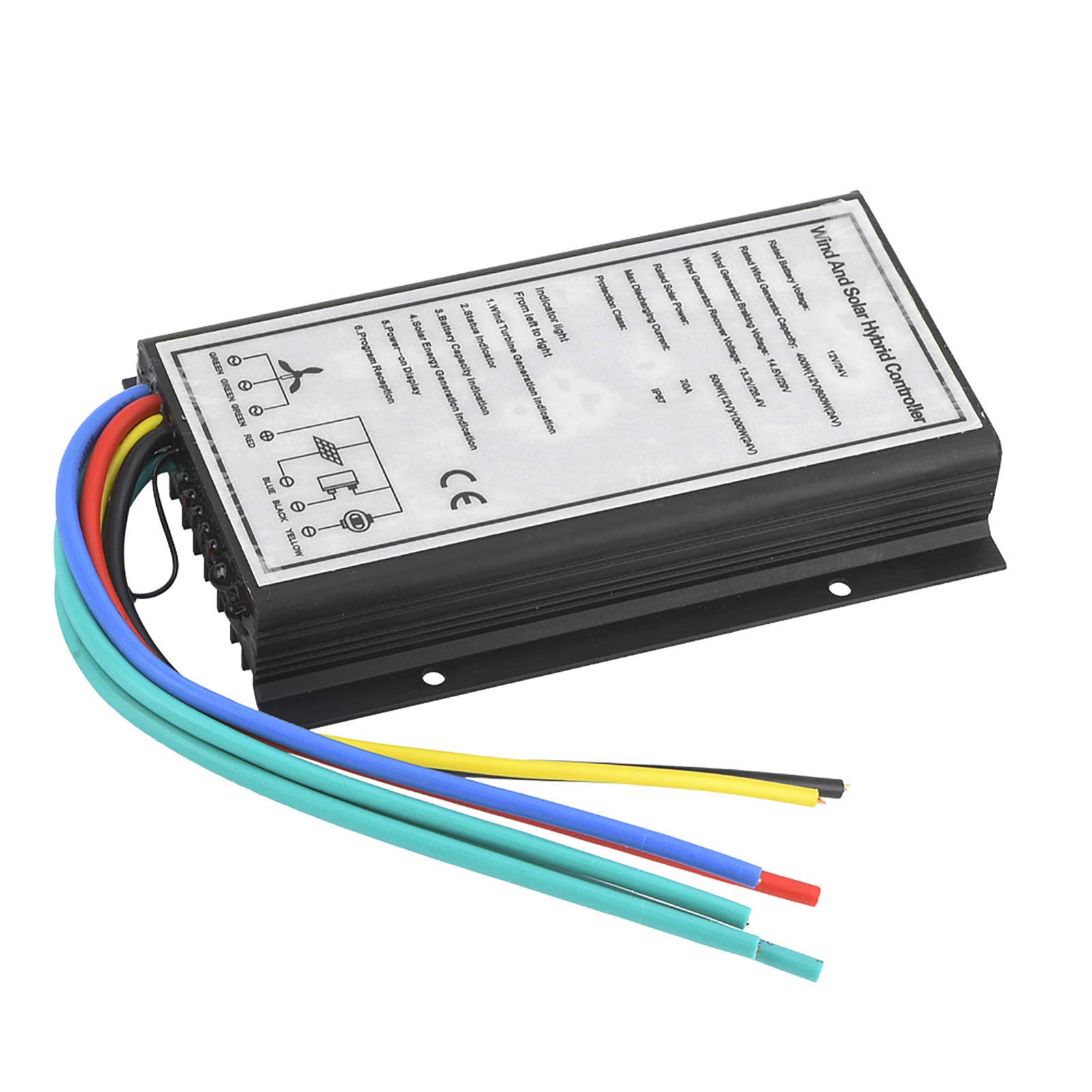 ASHATA Wind and Solar Controller DC 12V/24V 20A 800W Wind Turbine Charge 12V/500W 24V/1000W Solar