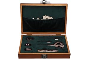 Generic Vintage Embroidery Scissors Kit, European Style Sewing Tools with Threader, Thread Cutter, Thimble, Awl, Winding Boar