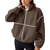 LASLULU Womens Fuzzy Sherpa Fleece Jacket Zip Up Oversized Sweatshirts Long Sleeve Winter Clothes Warm Sweater