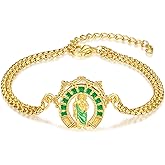 F4DEDAN Sterling Silver Bracelet for Men Saint Bracelets Catholic Religious Christian Jewelry Gift