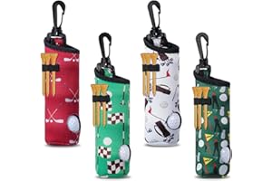 Auch 4 Pieces Golf Ball Tee Holder Golf Ball Carry Bag Pouch Golf Ball Holder Keychain Belt Clip Golf Gifts Accessories Porta
