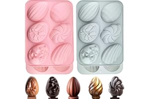 JJZXWISH 2 Pack Easter Egg Molds Easter Egg Shaped Silicone Mold for Chocolate Moulds Non Stick Silicone Half Egg Mold Cupcake Pan Treat Cake Baking Mold for Candy Muffin Jello Soap Bath Bomb Ice Cube