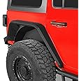 Hooke Road Wrangler JL Rear Fender Flares for 2018-2025 Jeep Wrangler JL & Unlimited 2/4 Doors, 2PCS Flat Fenders Steel Mud Guard