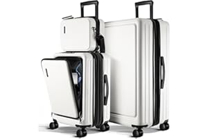 TRAVELARIM Luggage Sets 3 Piece, 22 Inch Carry on Luggage and 28 Inch Suitcases with Wheels Spinner, Durable Hard Shell Suitcase Set, Expandable Travel Suitcase, White