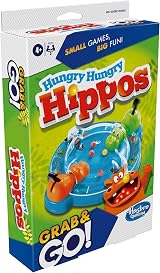 Hasbro Gaming Hungry Hungry Hippos Travel Game for Kids 4+ Portable Marble view 2