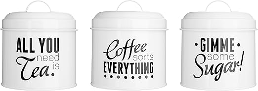 white gloss tea coffee sugar canisters