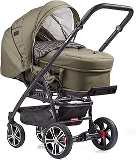 Gesslein Kombi-Kinderwagen F4 Air+ | Gestell: schwarz | Lederschiebegriff: schwarz | inkl. C2-Compact Tragetasche | Design: 068068