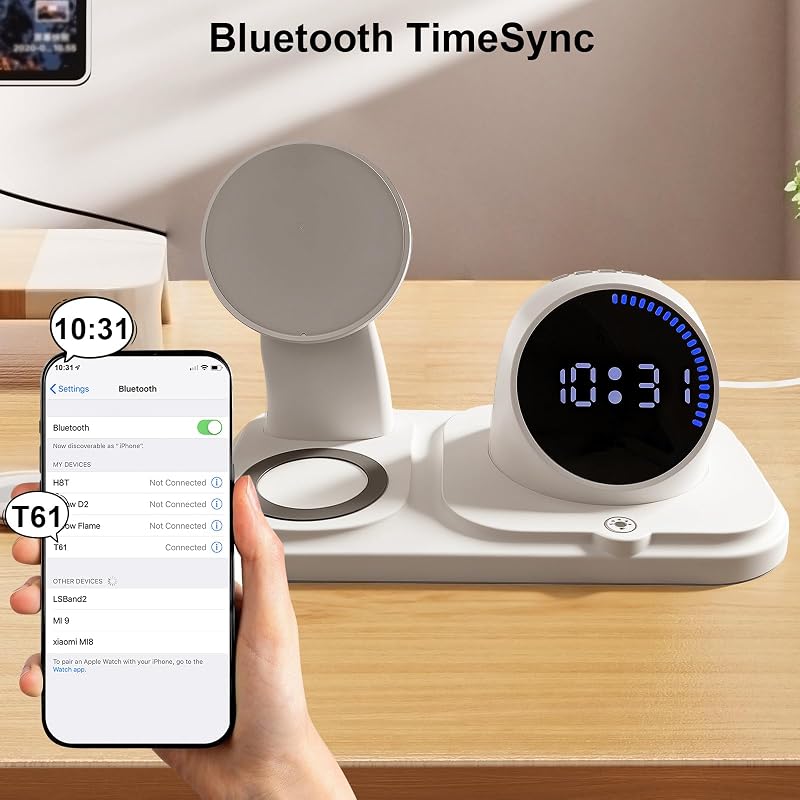 6 en 1 Cargador inalámbrico para iPhone con Altavoz Bluetooth, estación de Carga rápida para iPhone 17/16/15/14/13/12/11/Pro/Max/Plus, para Apple Watch y AirPods — foto 6 de 7