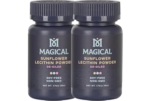 MAGICAL BUTTER Sunflower Lecithin Powder 2-Pack – Soy-Free, Non-GMO, Vegan & Kosher Emulsifier for Baking, Butter & Oil Stabilizer – 1.76 oz Each