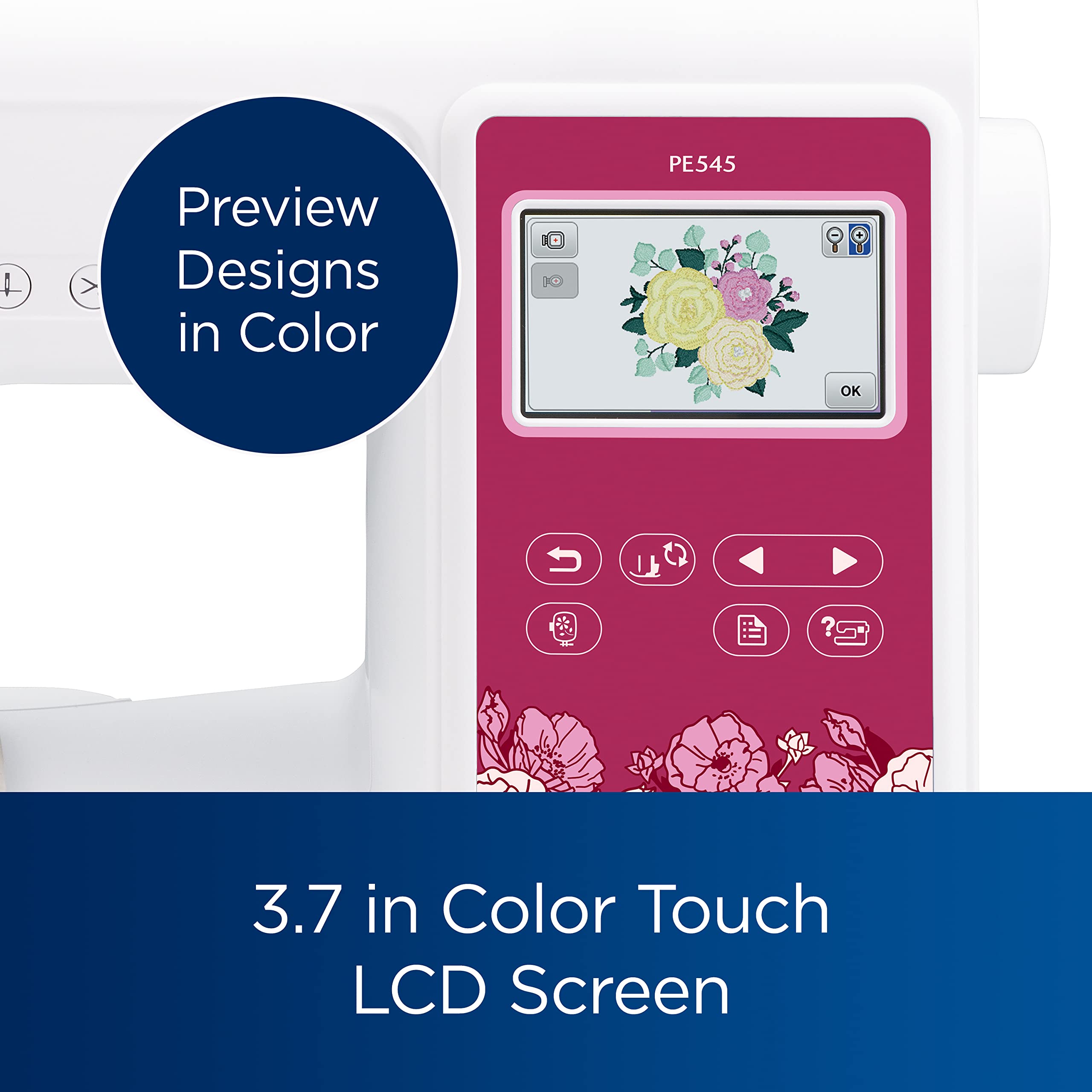 Brother PE545 Embroidery Machine, Wireless LAN Connected, 135 Built-in Designs, 4