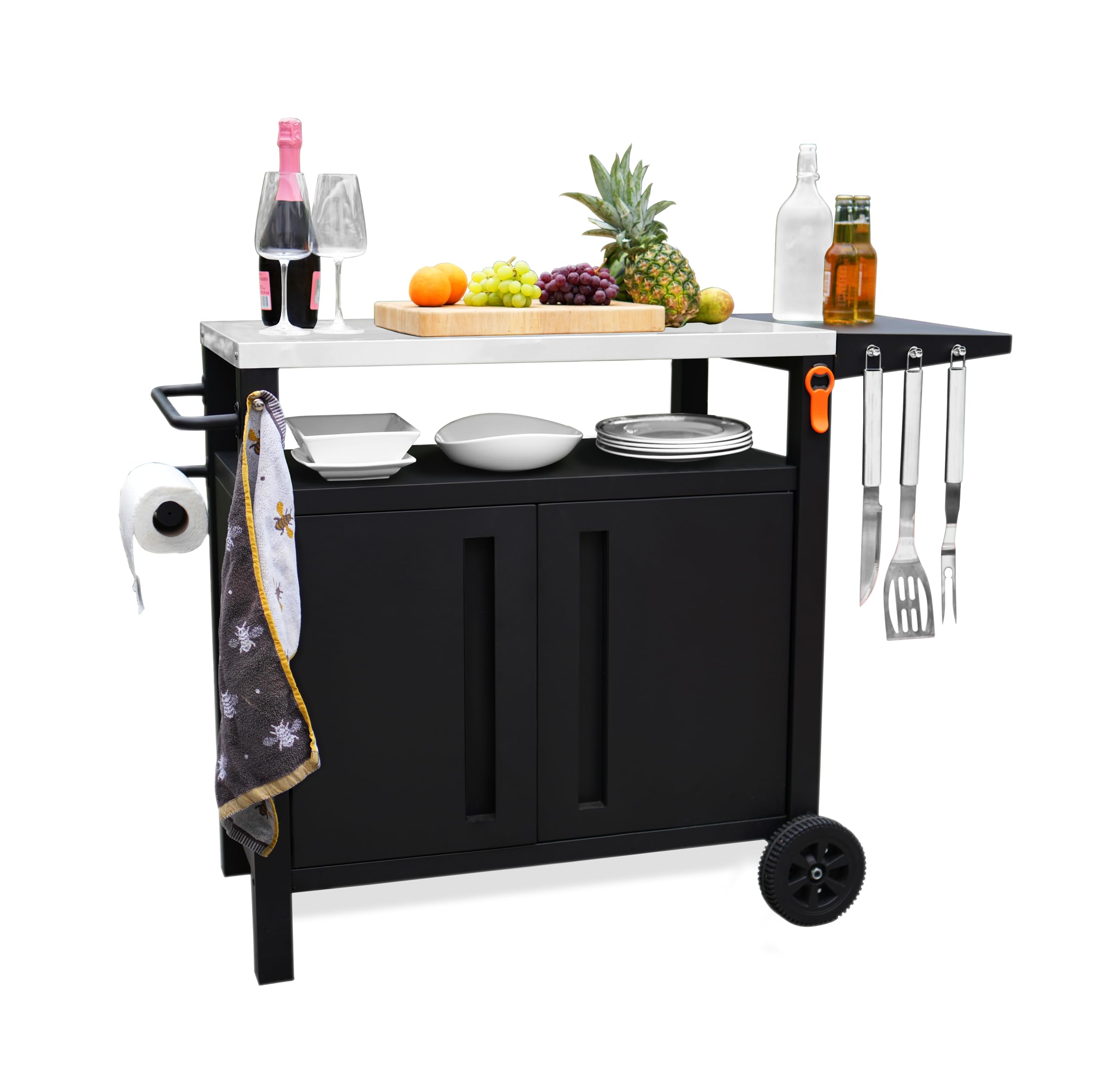 Photo 1 of EMBERLI XL Grill Cart Outdoor with Storage - Modular BBQ Cart, Bar Patio Kitchen Island Prep Stand Cabinet