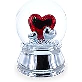 Romantic Red Heart in Love Glass Musical Water Snow Globe