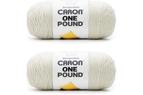 Caron One Pound Off White Yarn - 2 Pack of 454g/16oz - Acrylic - 4 Medium (Worsted) - 812 Yards - Knitting/Crochet