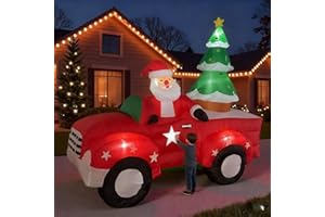 GENERIC 8 FT Christmas Inflatables Santa Claus in Sleigh with Two Reindeer Outdoor Decorations Blow Up Yard Santa Claus with Built-in LEDs (Santa Claus Outdoor Decorations)