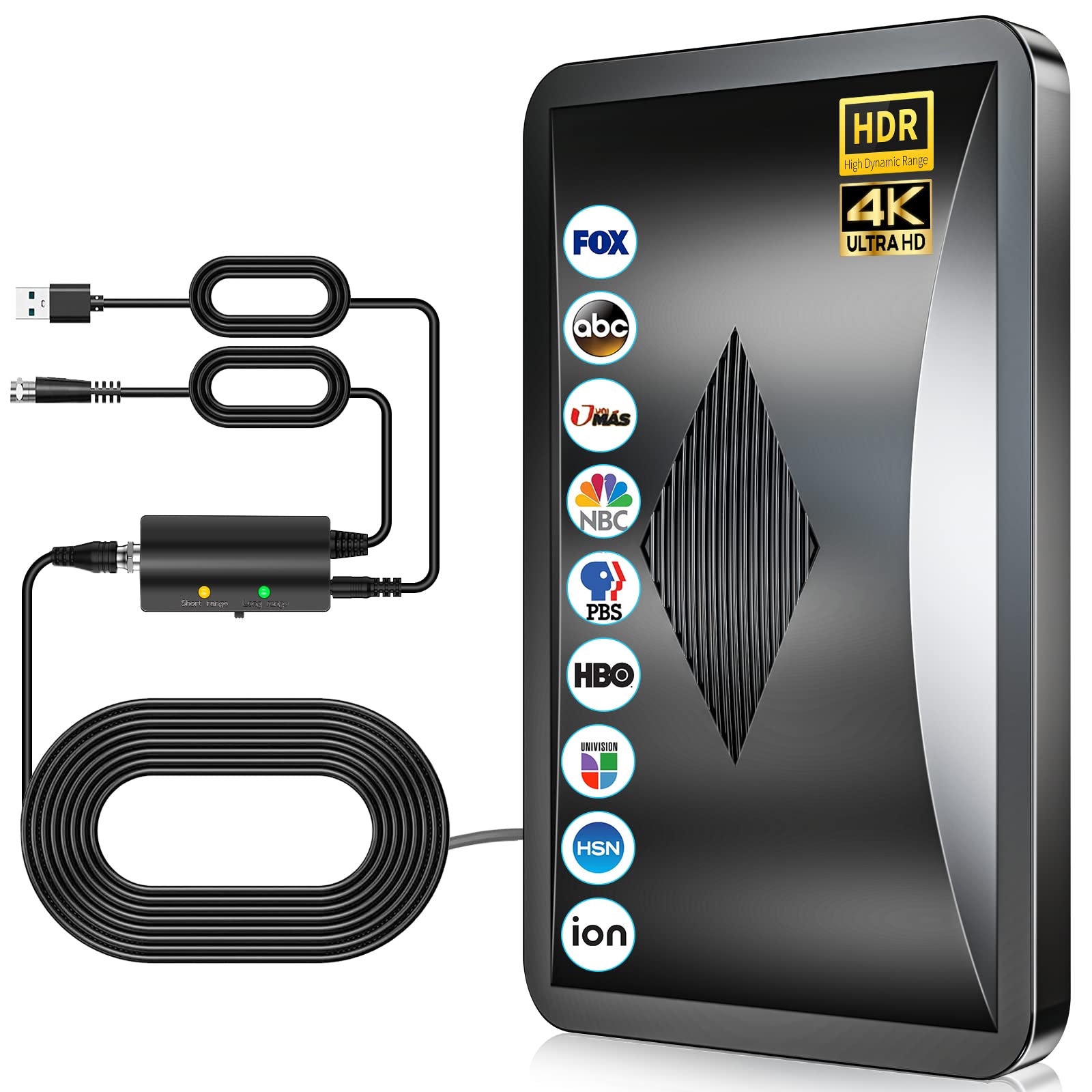 Photo 1 of 2024 Upgraded TV Antenna Indoor, Digital Antenna for Smart Tv Local Channels, 4K 1080P HDTV Indoor/Outdoor Tv Antenna with Amplifier Signal Booster/Thick Coaxial Cable
